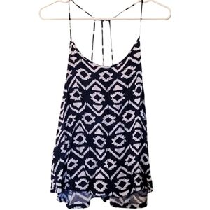No Boundaries Aztec Blue and White Crisscross Camisole Size Large